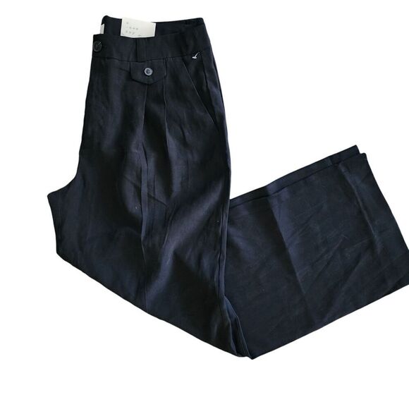 A New Day Womens Black High Waist Pleated Front Wide Leg Pants Size 12 Regular - Picture 4 of 5